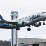 An Alaska Airlines Embraer 175 takes off from Paine Field in Everett. (Andy Bronson / The Herald)
