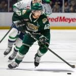 Everetts Cole Fonstad drives up the ice during the Silvertips 5-2 win over the Seattle Thunderbirds on Saturday at the ShoWare Center in Kent. (Brian Liesse / Seattle Thunderbirds)