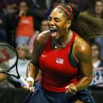 FedCup 2020 qualifying match Saturday evening at Angel of the Winds Arena in Everett on February 8, 2020. (Kevin Clark / The Herald)