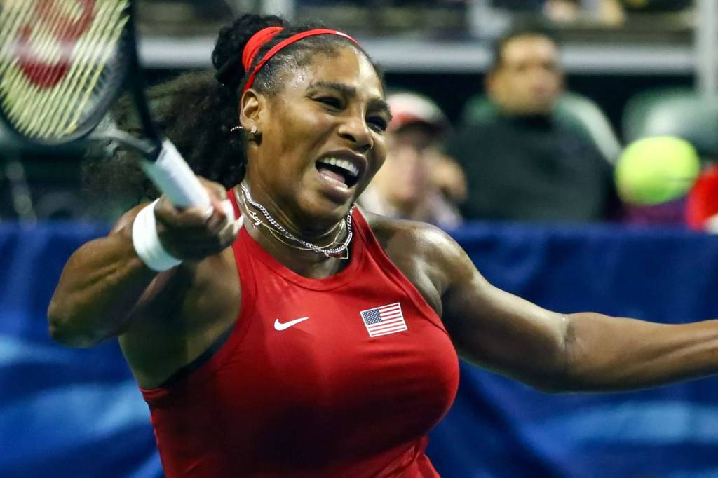 FedCup 2020 qualifying match Saturday evening at Angel of the Winds Arena in Everett on February 8, 2020. (Kevin Clark / The Herald)