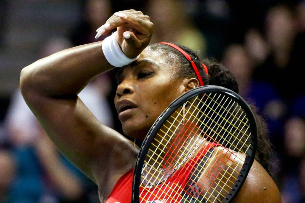 FedCup 2020 qualifying match Saturday evening at Angel of the Winds Arena in Everett on February 8, 2020. (Kevin Clark / The Herald)