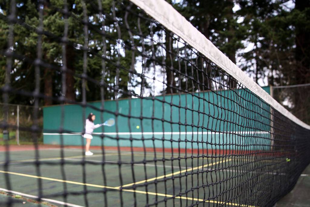 The tennis courts at South Lynnwood Neighborhood Park in Lynnwood. (Kevin Clark / The Herald)