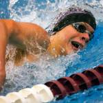 Kamiaks Slava Gilszmer competes in the 200 freestyle at Kamiak High School in Mukilteo on Jan. 30, 2020. (Kevin Clark / The Herald)