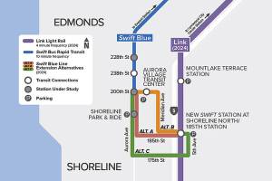 3 choices: How Swift, light rail should hook up in Shoreline