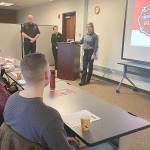 South County Fire Assistant Chief Kevin Zweber, public educator Jennye Cooper and community outreach manager Shawneri Guzman welcome Fire Corps volunteers Robin Boyer, Chris Hayes, Nickita Nick Tucker, Judy Underhill and Merle Wong to a recent orientation session. (South County Fire)