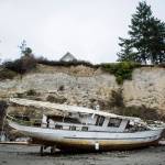 The Argosy sits on Mission Beach on Jan. 17 in Tulalip. (Olivia Vanni / Herald file)