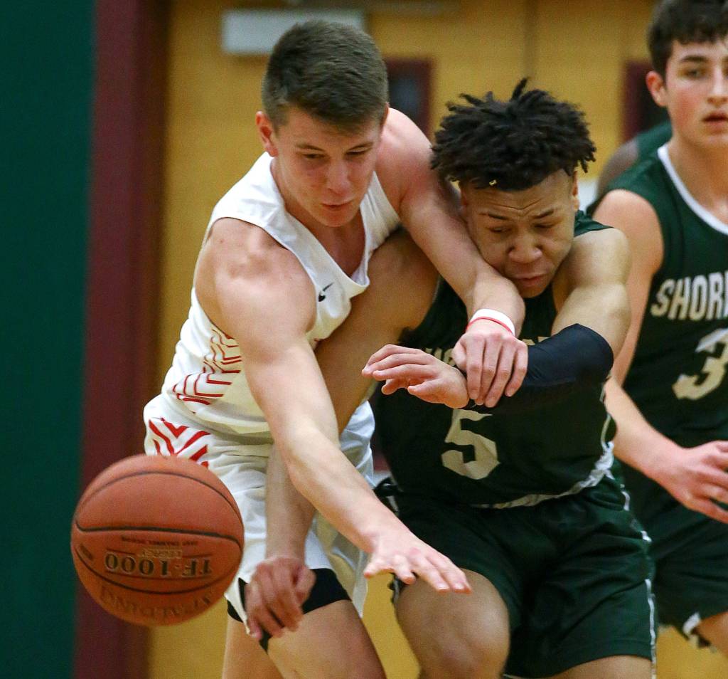 Shorecrest beat Stanwood 68-58 in a Northwest District Tournament semifinal Wednesday evening at Jackson High School in Mill Creek. (Kevin Clark / The Herald)