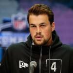 Washington quarterback Jacob Eason, a Lake Stevens High School alum, speaks during a press conference at the NFL combine on Feb. 25, 2020, in Indianapolis. (AP Photo/Michael Conroy)