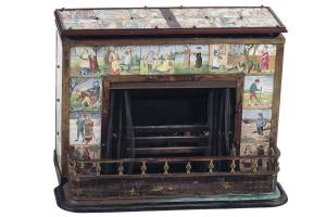 Stove circa 1895 covered in tiles with Walter Crane drawings