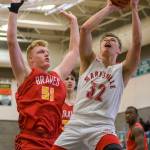 Marysville Pilchucks Aaron Kalab makes a shot during the game against Kamiakan on Saturday, Feb. 29, 2020 in Shoreline, Wa. (Olivia Vanni / The Herald)