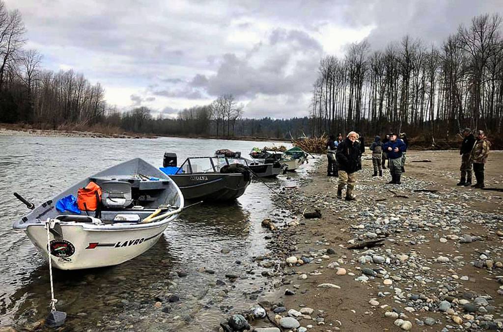 Members of the Sky River Anglers cleaned up the Skykomish River banks between Sultan and Monroe on March 1. (Matthew Kennedy)
