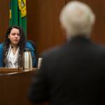 Lendsay Meza testifies during her double-murder trial at the Snohomish County Courthouse on Tuesday in Everett. (Olivia Vanni / The Herald)