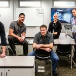 In a new classroom at Denney Juvenile Justice Center, created after another space was flooded, are from left, Snohomish County Juvenile Court staff Jeff Atkins, Jaime Fajardo, Ross Krueger, Kevin Crittenden, Mike Irons and Calvin Nichols. Their work includes helping kids through Youth Enrichment Services (YES). Those programs are alternatives to detention. (Dan Bates / The Herald)