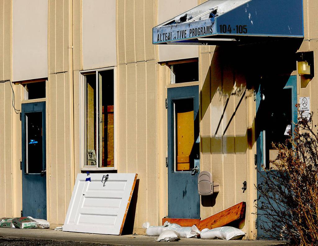The Multi-Purpose Building near Wiggums Hallow Skate Park was flooded by a rainstorm last Sept. 9. It once housed detention alternative programs for youth. (Dan Bates / The Herald)