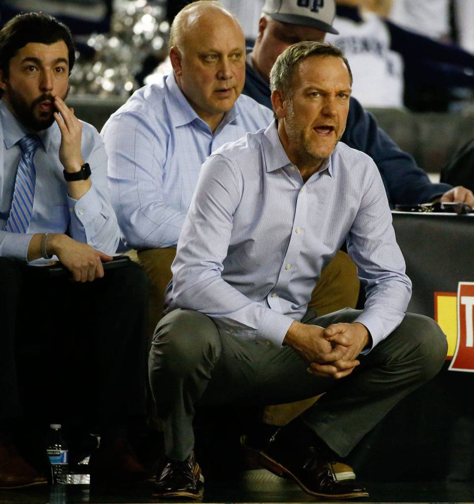 Glacier Peak defeated Sumner, 57-52, to advance to the semifinalsThursday evening at the Tacoma Dome on March 5, 2020. (Kevin Clark / The Herald)