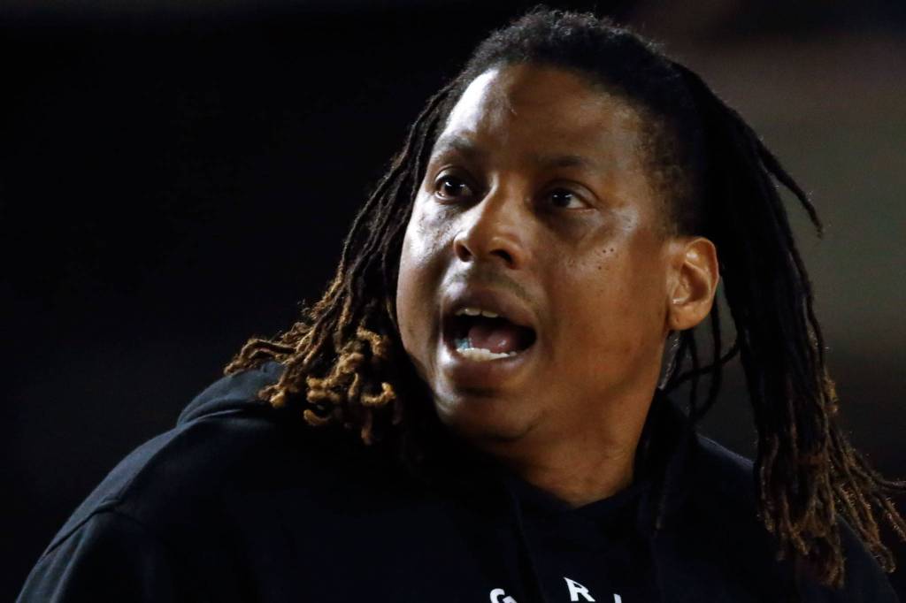 Arlington defeated Shorecrest, 50-49, to advance to the semifinalsThursday evening at the Tacoma Dome on March 5, 2020. (Kevin Clark / The Herald)