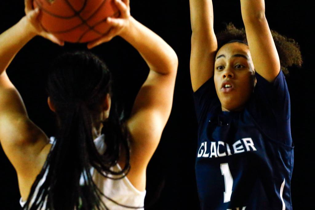 Glacier Peak lost to Woodinville, 63-41, in the semifinals Friday afternoon at the Tacoma Dome on March 6, 2020. (Kevin Clark / The Herald)