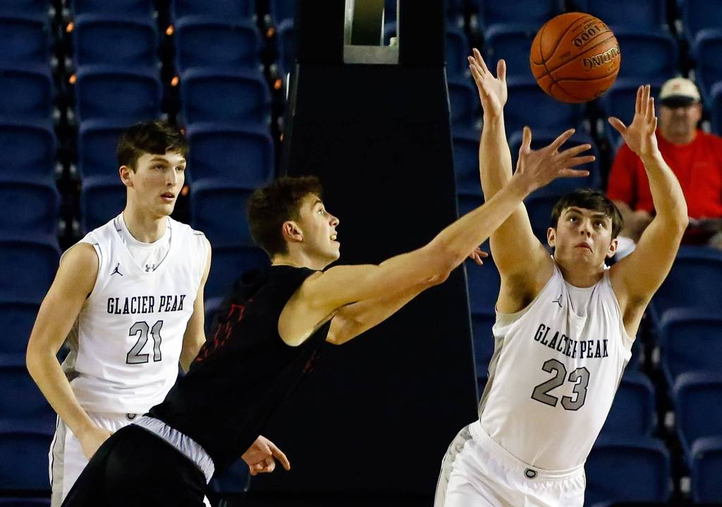 Glacier Peak lost to Mount Si, 62-49, in the 4A semifinals Friday evening at the Tacoma Dome on March 6, 2020. (Kevin Clark / The Herald)