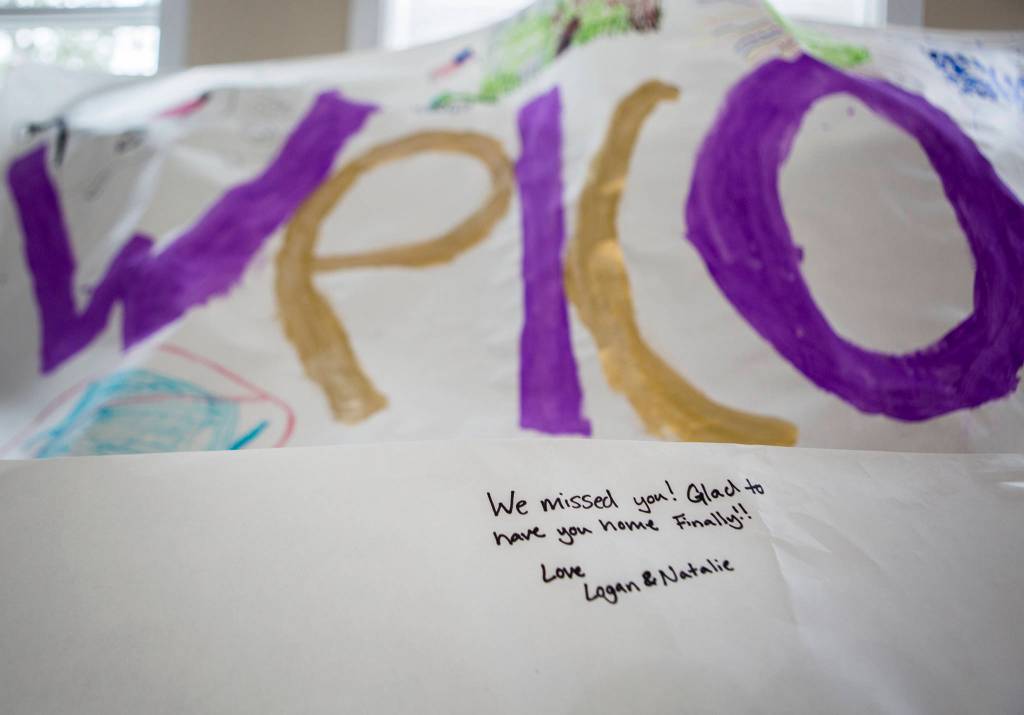 Susan Anabels family wrote a note on her welcome-home poster. (Olivia Vanni / The Herald)