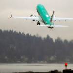 A Boeing 737 Max airplane being built for Norwegian Air International takes off on a test flight Dec. 11, 2019, at Renton Municipal Airport in Renton. (AP Photo/Ted S. Warren)