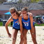 Glacier Peak High School graduate Maya Watkins (left) poses for a photo with her beach volleyball for Boise State University. (Boise State Athletic Media Relations)