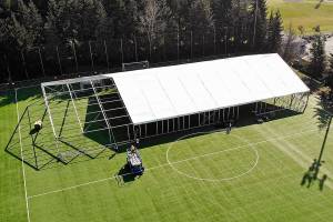 Workers building Shoreline field hospital as virus spreads