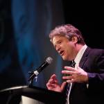 Peter Jackson talks about the legacy left by his father, the late Sen. Henry M. Jackson, during a celebration in Everett of what would have been Scoop Jacksons 100th birthday. (Mark Mulligan / The Herald, May 31, 2012)