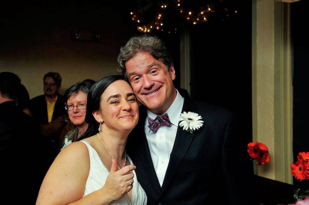 Peter Jackson and his bride Laurie Werner celebrate their wedding Oct. 31, 2010.