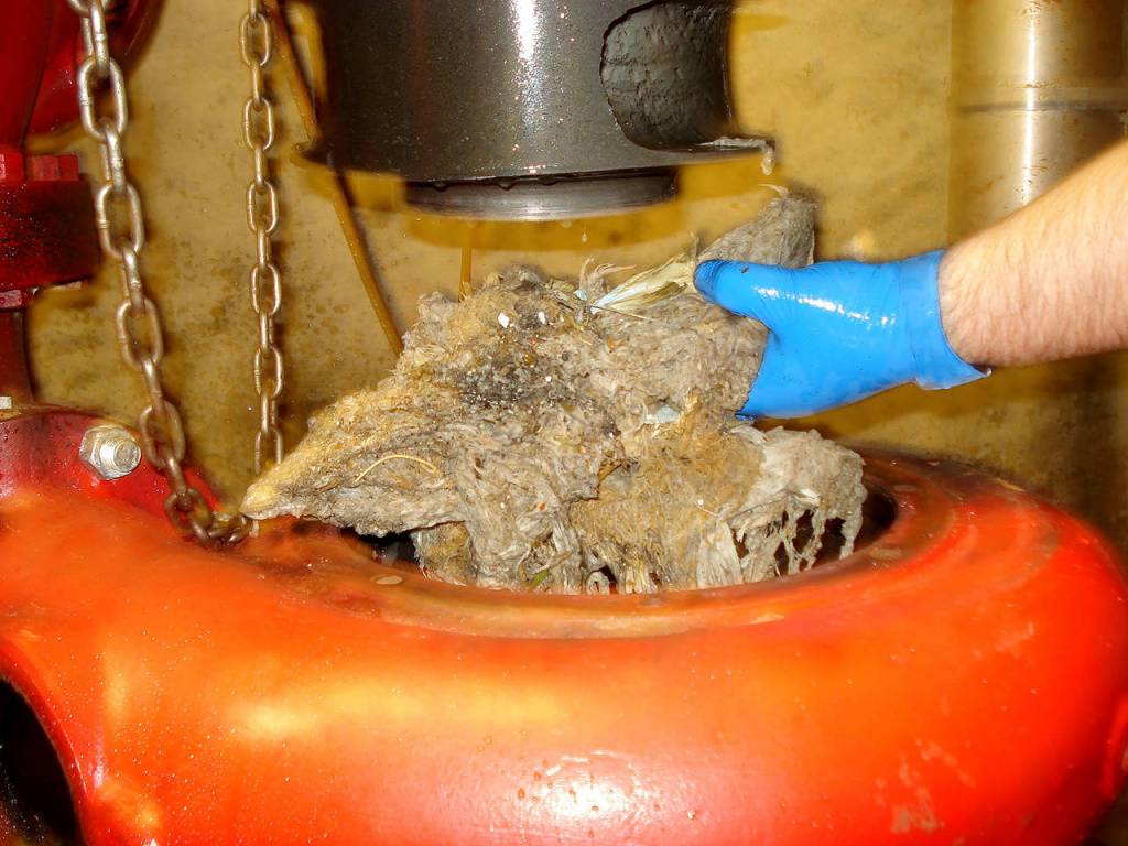 Workers have had to remove wads of personal wipes that required the pumps to be taken out of service, disassembled and cleaned. (City of Monroe)