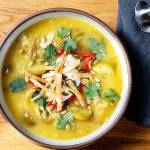 Oranges add citrus sweetness to tangy tomatillo tortilla soup