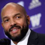 Washington head football coach Jimmy Lake speaks at a news conference on Dec. 3, 2019, in Seattle. (AP Photo/Elaine Thompson)