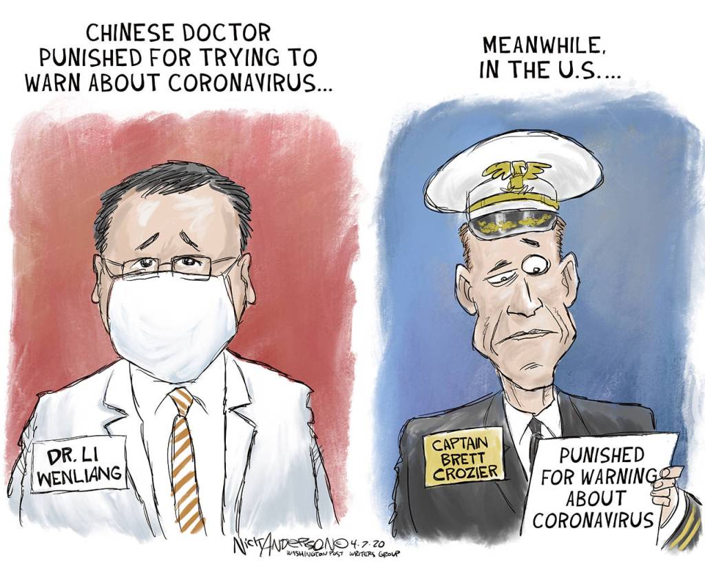 Editorial cartoons for Tuesday, April 7