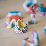 Everett artist Cat Snapps abstract sculptures made of Sculpey, a polymer clay material. (Andy Bronson / The Herald)