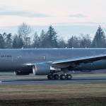 A Boeing KC-46 Pegasus tanker takes off from Paine Field in Everett in 2019. (Andy Bronson / The Herald)