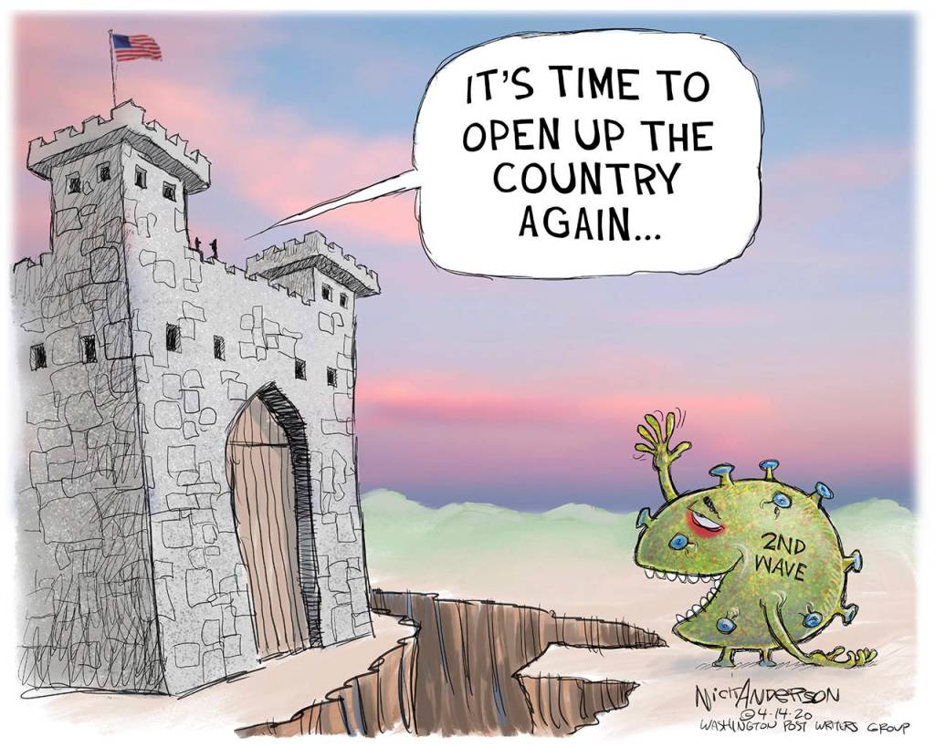 Editorial cartoons for Thursday, April 16