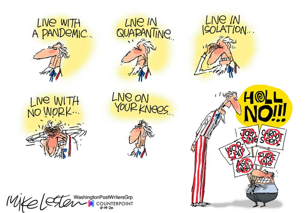 Editorial cartoons for Thursday, April 16