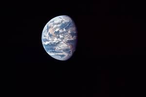 This July 17, 1969 photo shows the Earth as the Apollo 11 mission travels toward the moon. The first Earth Day would be celebrated less than a year later on April 22, 1970. (NASA via Associated Press)