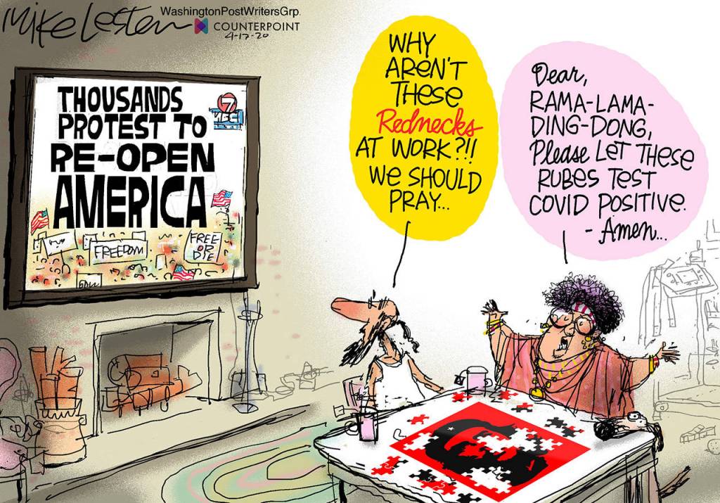 Editorial cartoons for Monday, April 20