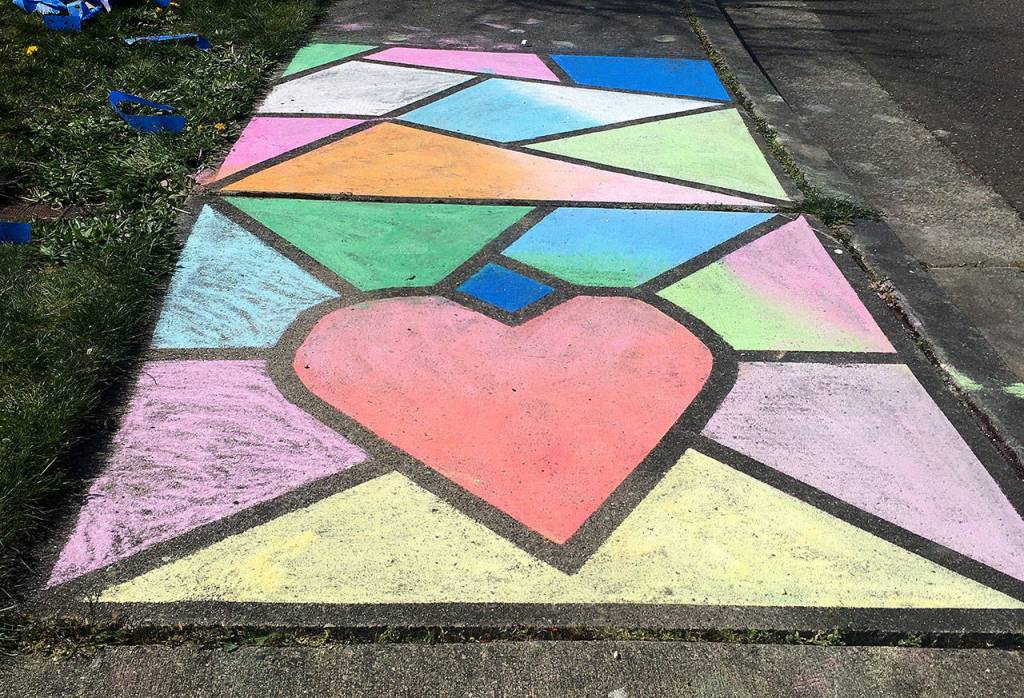 Mikayla Williams, 8, of Everett, won the Kids category in the Schacks Chalk Art Contest for Geographic Heart.