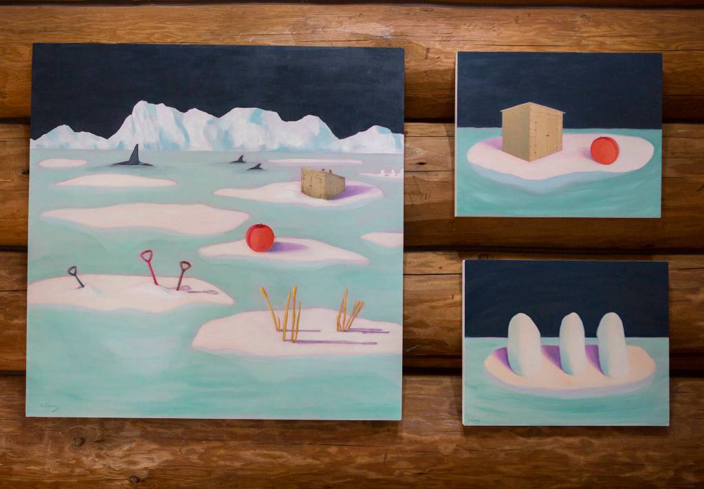 Amanda Adams also paints surrealistic images such as these. (Olivia Vanni / The Herald)