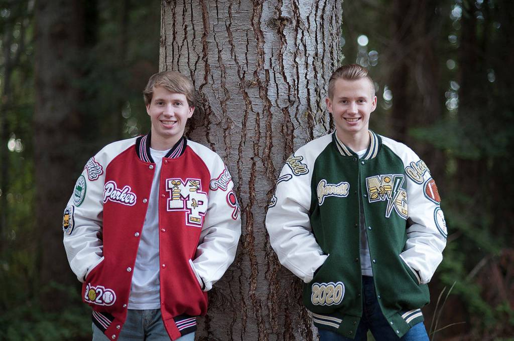 Parker Devereux (left), a member of Marysville Pilchucks class of 2020, and his twin brother Garrett Devereux, wholl graduate from Marysville Getchell, are both valedictorians at their high schools and Running Start students at Everett Community College. (Courtesy of the Devereux family)