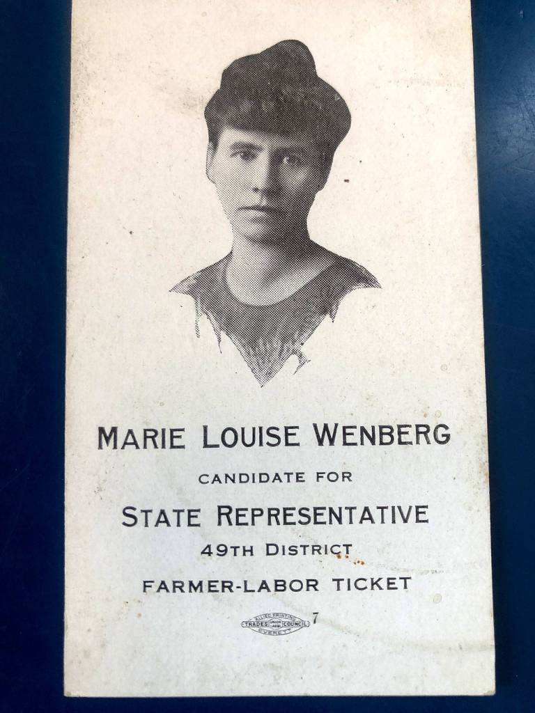Marie Louise Wenberg ran for the state Legislature on the Farmer-Labor ticket in 1922. (Family photo)