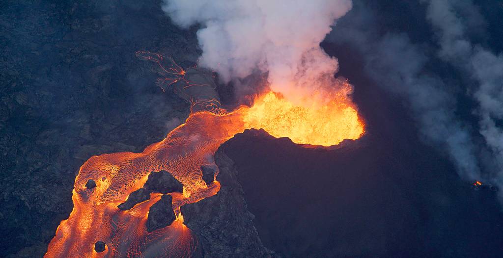 Lava flows from Hawaiis Kilauea volcano in this 2018 image captured by Michael Lienau, a filmmaker who now lives on Camano Island. (Michael Lienau photo)
