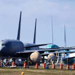 In this April 7 photo, U.S. Air Force KC-46 tankers being built by Boeing sit parked at the Paine Field airport in Everett. (AP Photo/Ted S. Warren, File)