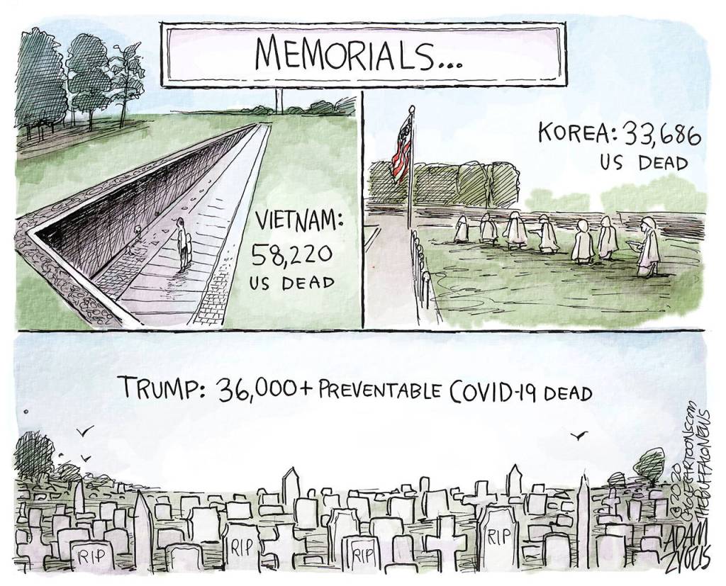 Editorial cartoons for Monday, May 25, Memorial Day