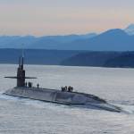 The ballistic-missile submarine USS Henry M. Jackson (SSBN 730) arrives home at Naval Base Kitsap-Bangor following a strategic deterrent patrol in May 2015. The Jackson is one of eight ballistic-missile submarines stationed at the base. (Lt. Cmdr. Brian Badura / U.S. Navy)