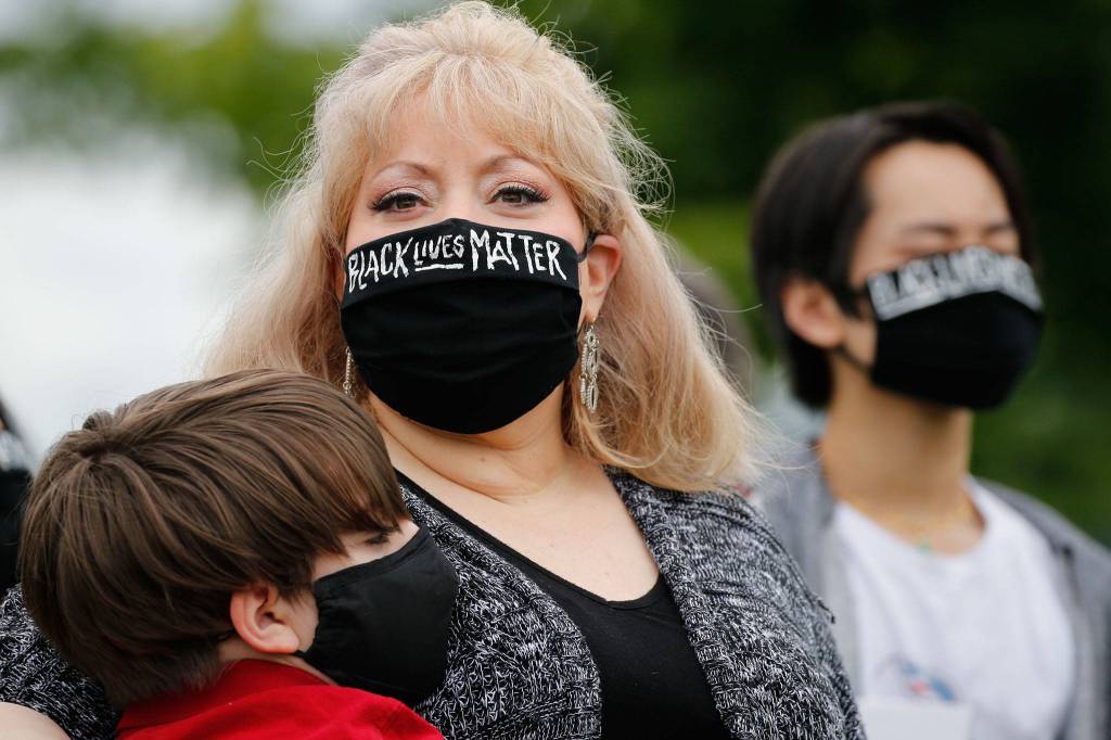 Justice March for George Floyd in Monroe on Thursday morning. (Kevin Clark / The Herald)