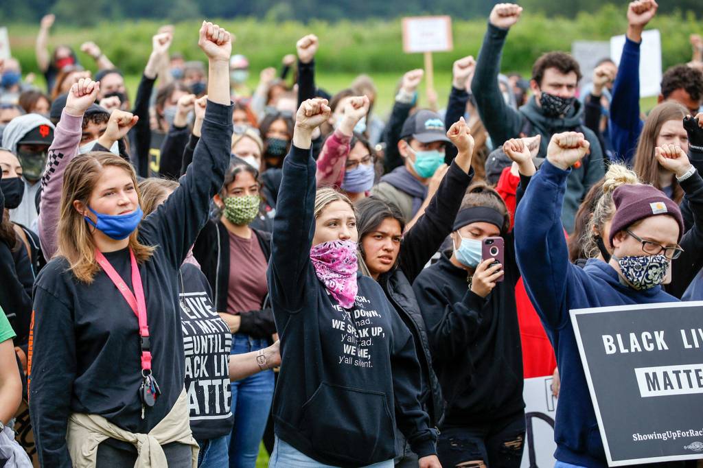Justice March for George Floyd in Monroe on Thursday morning. (Kevin Clark / The Herald)