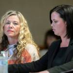 In this March 6 photo, Lori Vallow Daybell glances at the camera during her hearing, with her defense attorney Edwina Elcox (right) in Rexburg, Idaho. (John Roark/The Idaho Post-Register via AP, Pool, File)