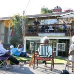Jake Bergevin introduces musicians during the Thursday night concert in Everett on June 25, 2020. (Kevin Clark / The Herald)